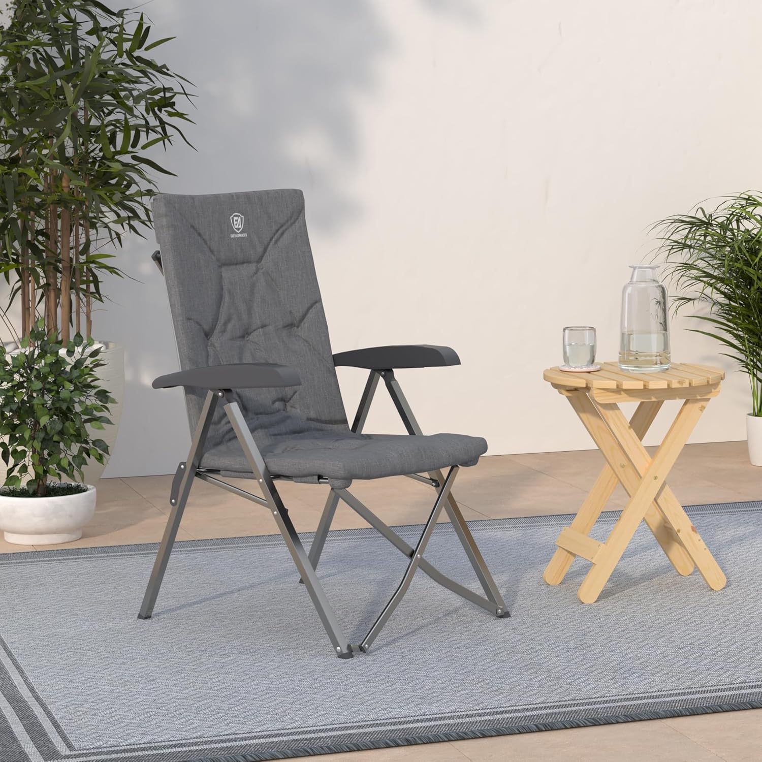 EVER ADVANCED Folding Camping Recliner Chair Fully Padded with Adjustable High Back Support Portable for Adults Patio Reclining Chair - Image 2