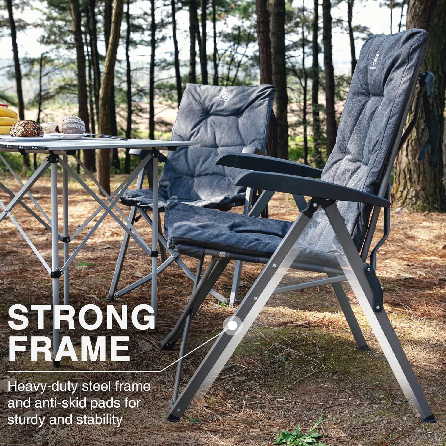 EVER ADVANCED Folding Camping Recliner Chair Fully Padded with Adjustable High Back Support Portable for Adults Patio Reclining Chair - Image 8