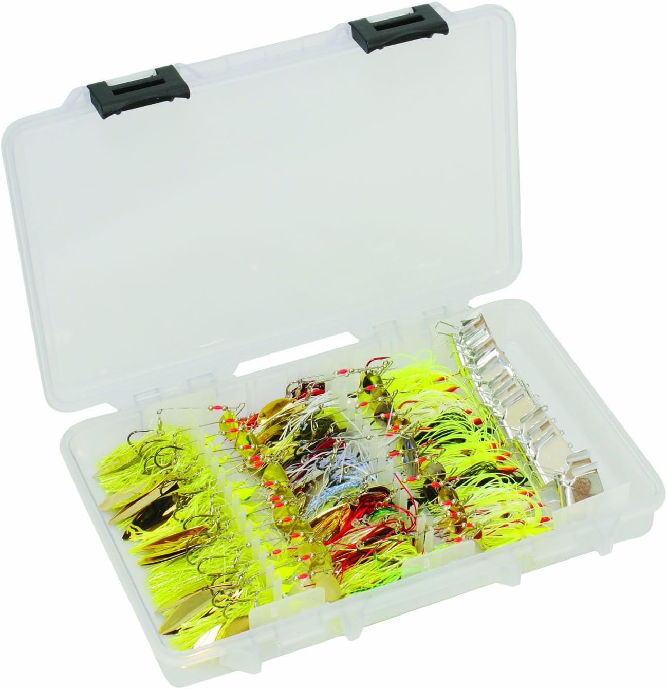 Plano Elite Series Spinnerbait and Buzzbait StowAway 3700, Transparent, Holds Up to 39 Baits, Tangle-Free Bait Tackle Storage and Organizer, Utility Boxes for Fishing